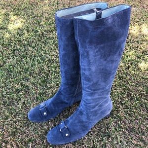 Tory Burch Blue Suede Knee High Boots